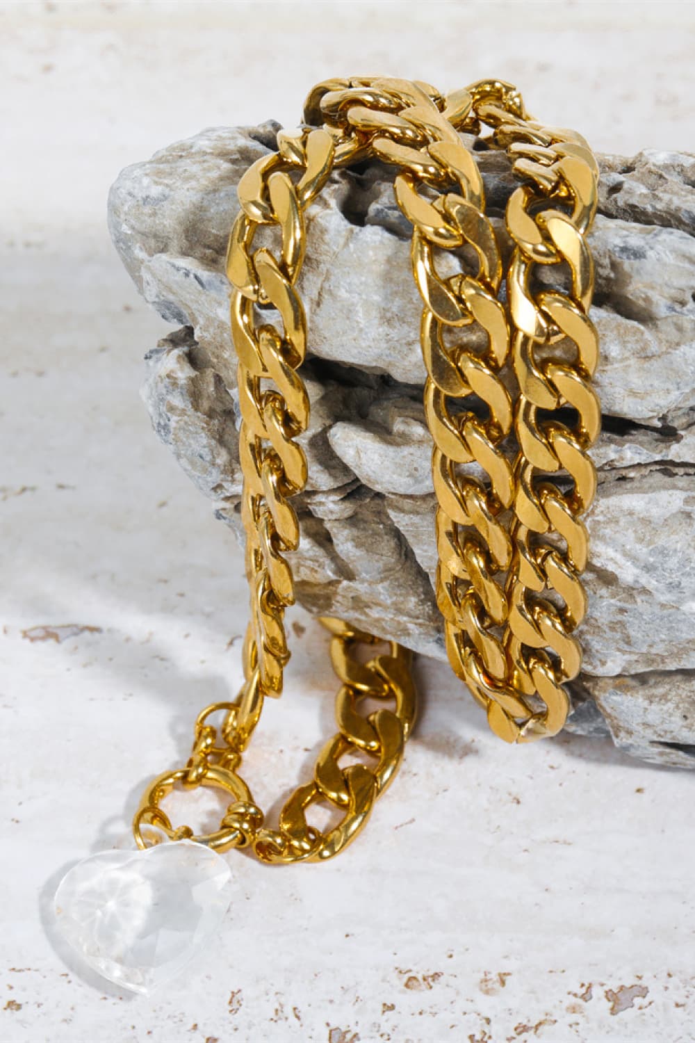 Acrylic Heart Pendant Curb Chain Necklace