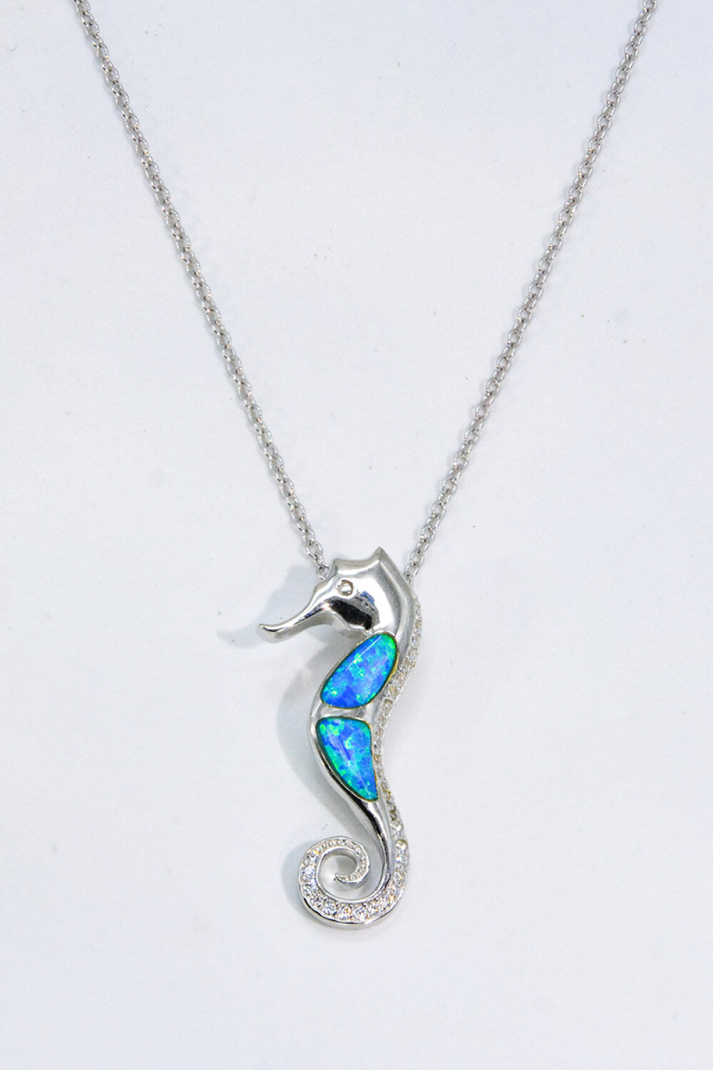 Opal Seahorse 925 Sterling Silver Necklace