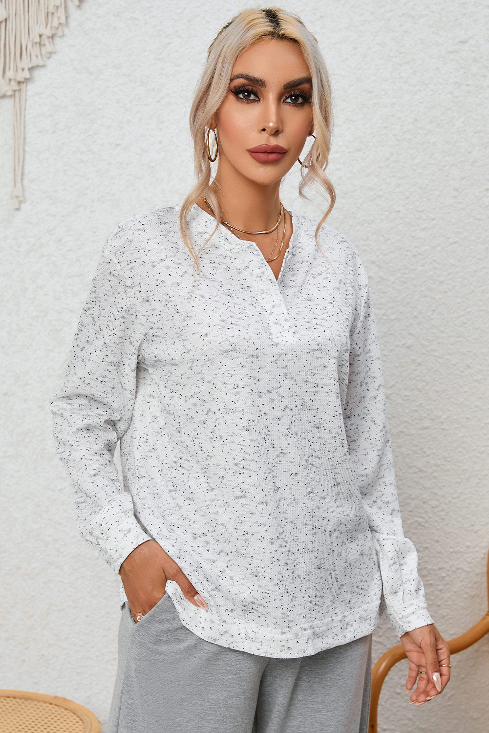 Buttoned Long Sleeve Top