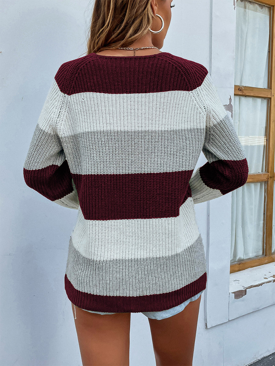 Color Block Rib-Knit Sweater