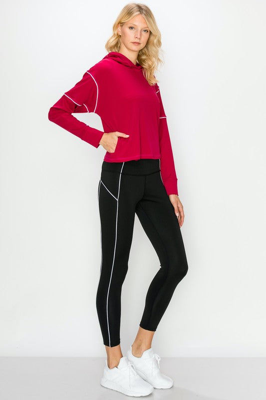 Piping Pullover Hoodie and Legging Set