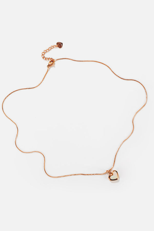 Shell Heart Pendant Necklace Rose Gold