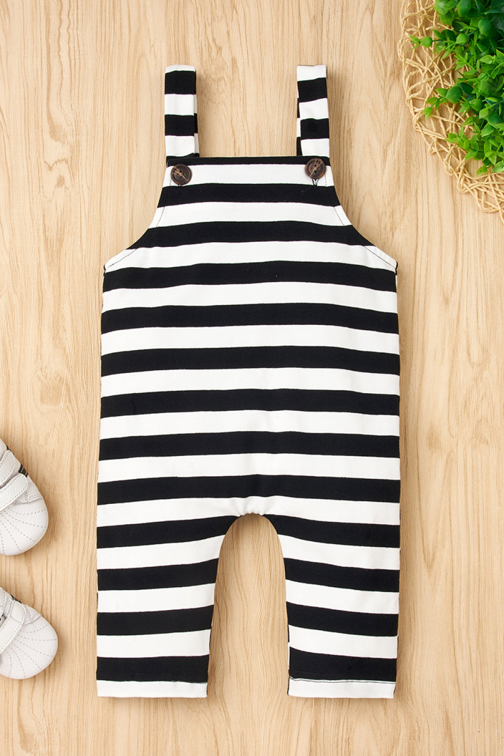 Baby Girl GOOD VIBES Bodysuit and Striped Overalls Set