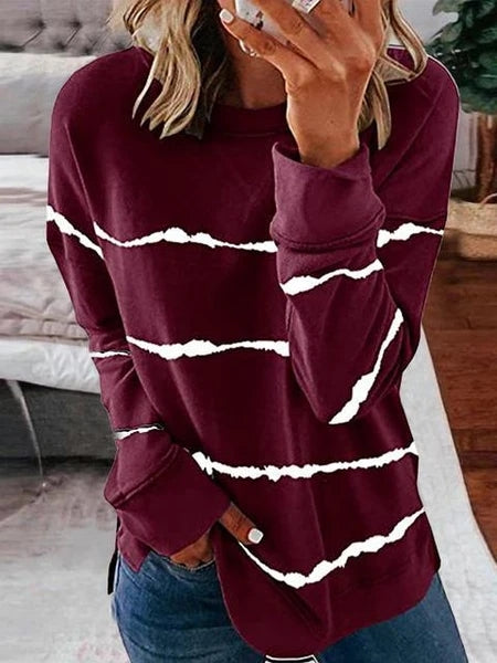 Striped Round Neck Sweatshirt