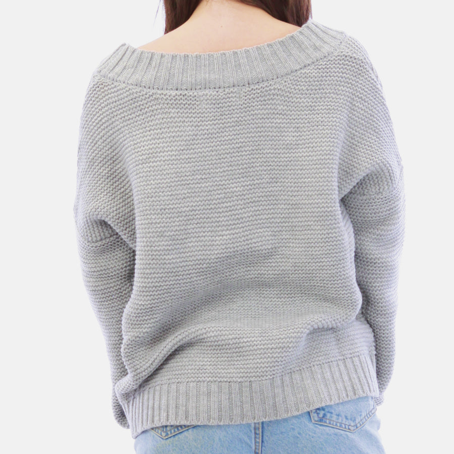 Lace Up Solid Shaker Knit Sweater