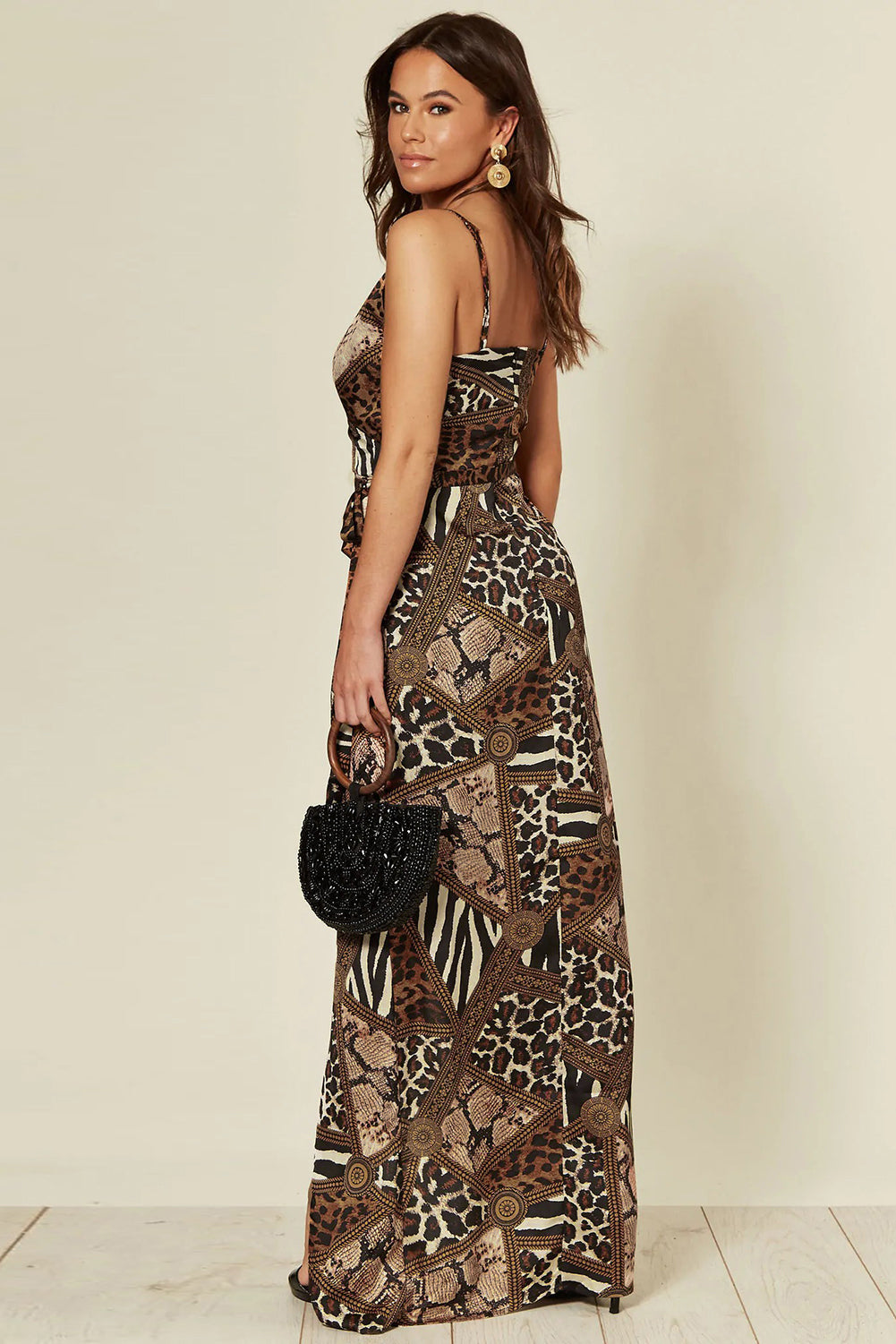 Leopard Wrap Maxi Dress With Slit