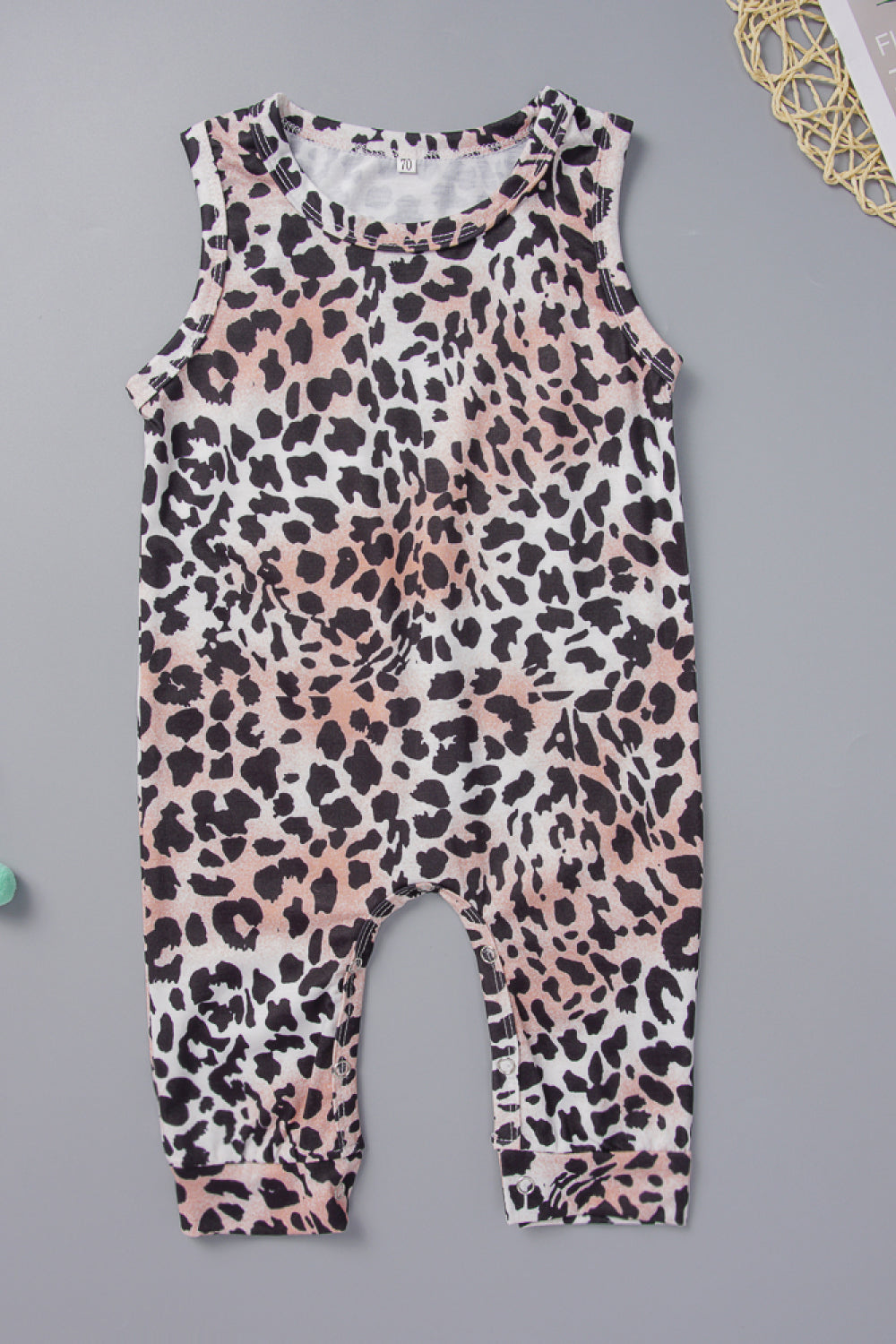 Baby Ruffle Sleeve T-Shirt and Leopard Jumpsuit Set