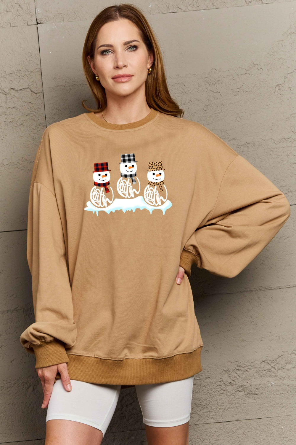 Simply Love Full Size Snowmen Graphic Sweatshirt