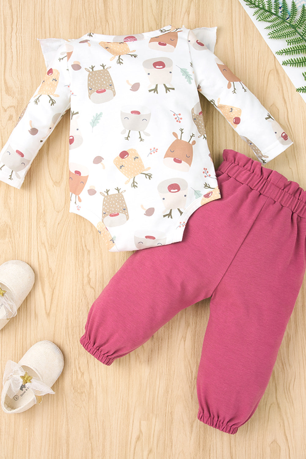 Baby Girl Reindeer Bodysuit and Paperbag Joggers Set