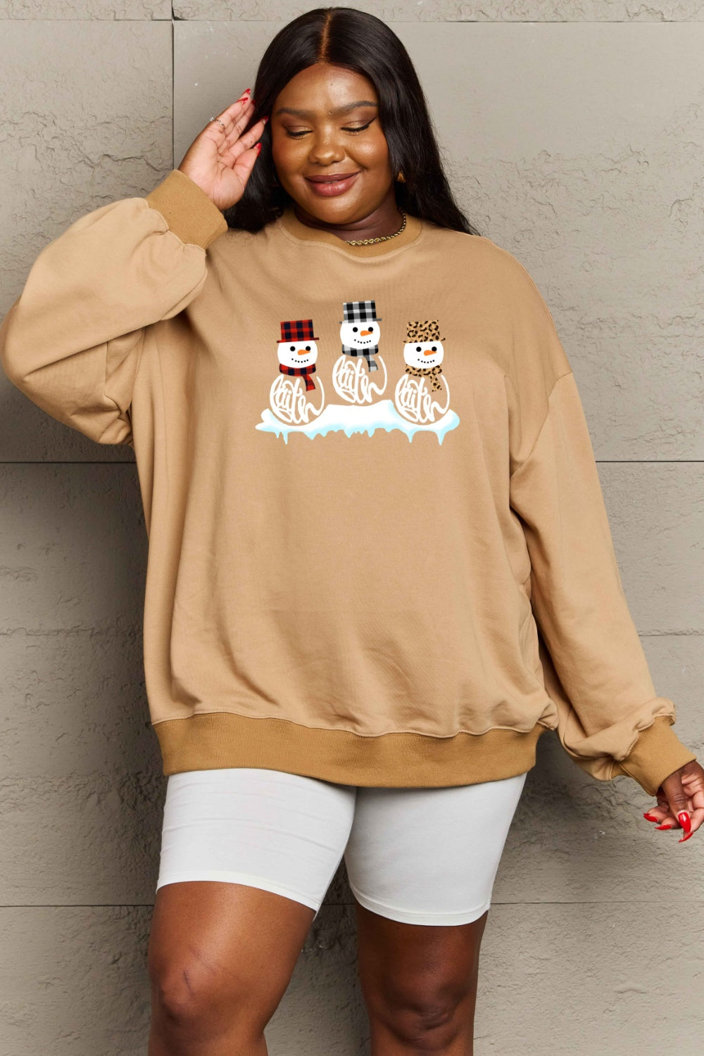 Simply Love Full Size Snowmen Graphic Sweatshirt
