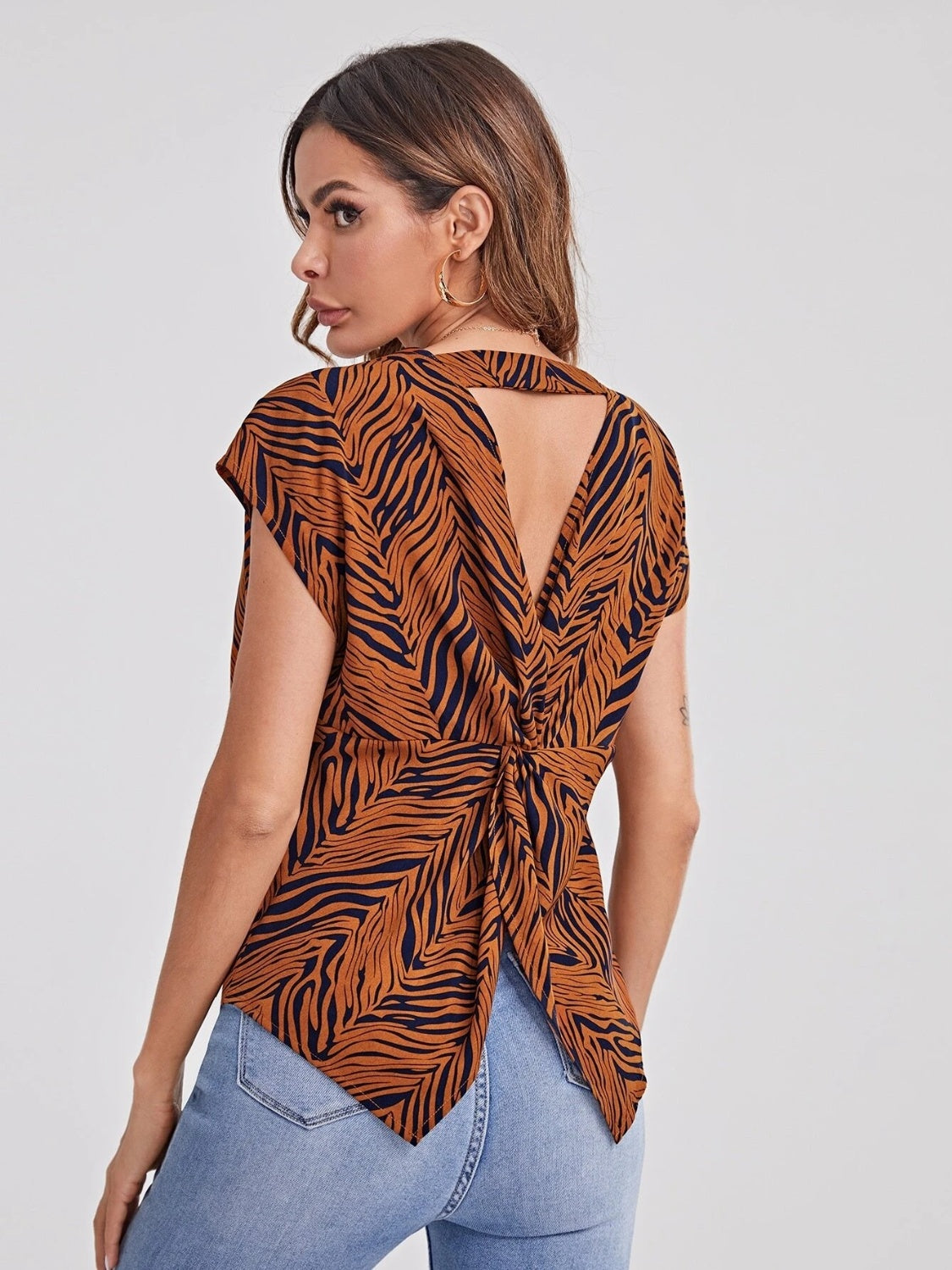 Twisted Open Back Blouse