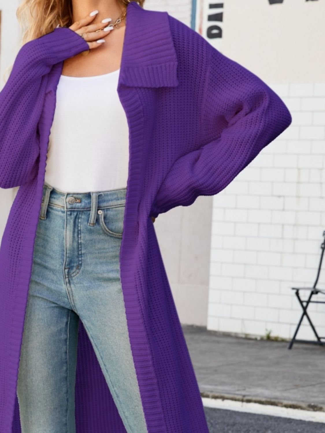 Full Size Collared Open Front Duster Cardigan