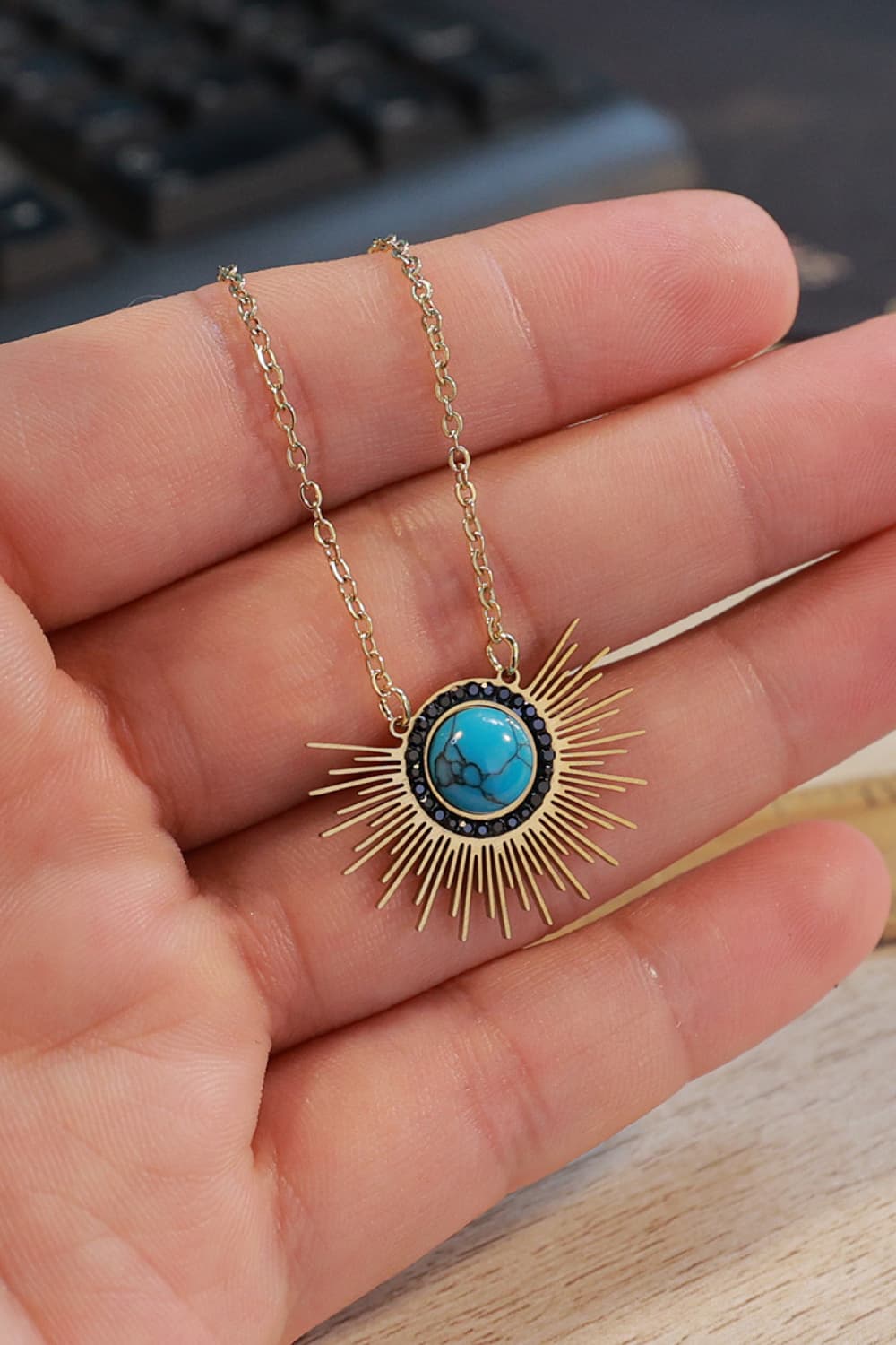 Turquoise 14K Gold Plated Pendant Necklace