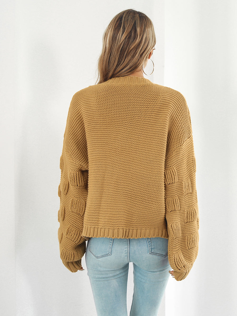Open Front Ribbed Trim Cardigan