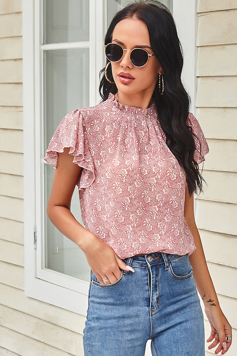 Floral Ruffle Sleeves Top