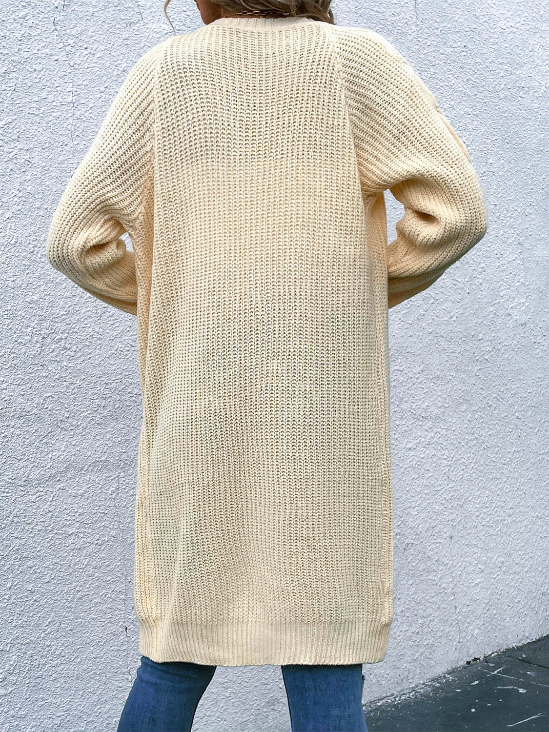 Open Front Cable-Knit Longline Cardigan